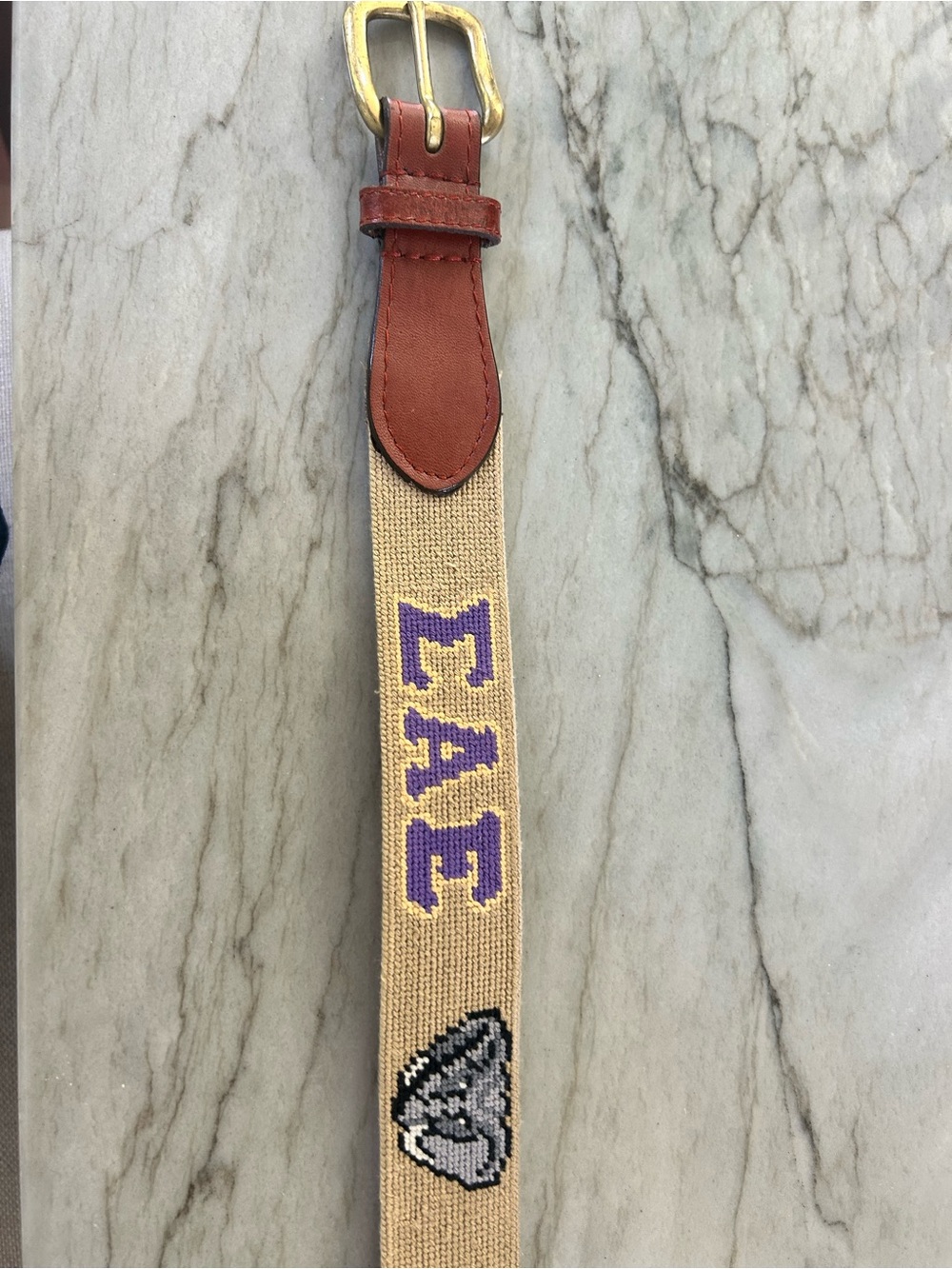 FRATERNITY “SAE”  NEEDLEPOINT BELT
Smathers & Branson